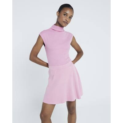 Pink sleeveless polo neck best sale