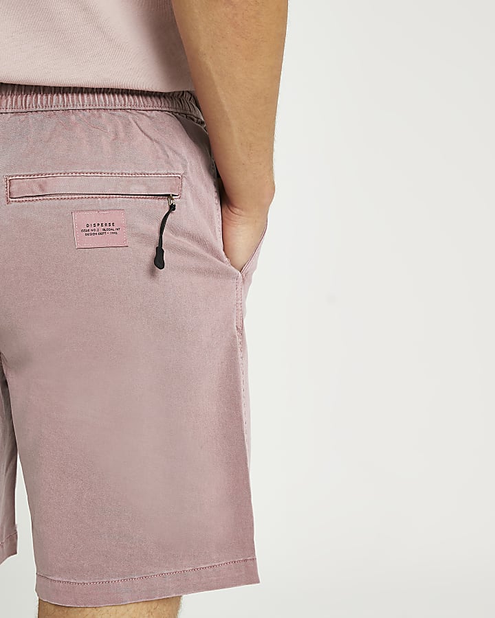 Pink slim fit elasticated waist chino shorts