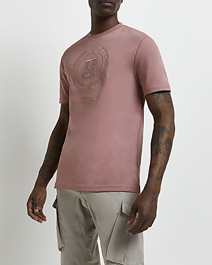 Pink Slim fit graphic t-shirt
