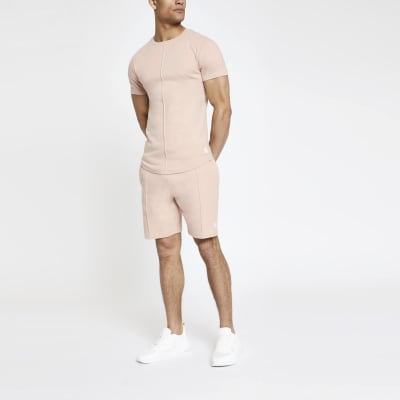 Pink slim fit jersey shorts | River Island