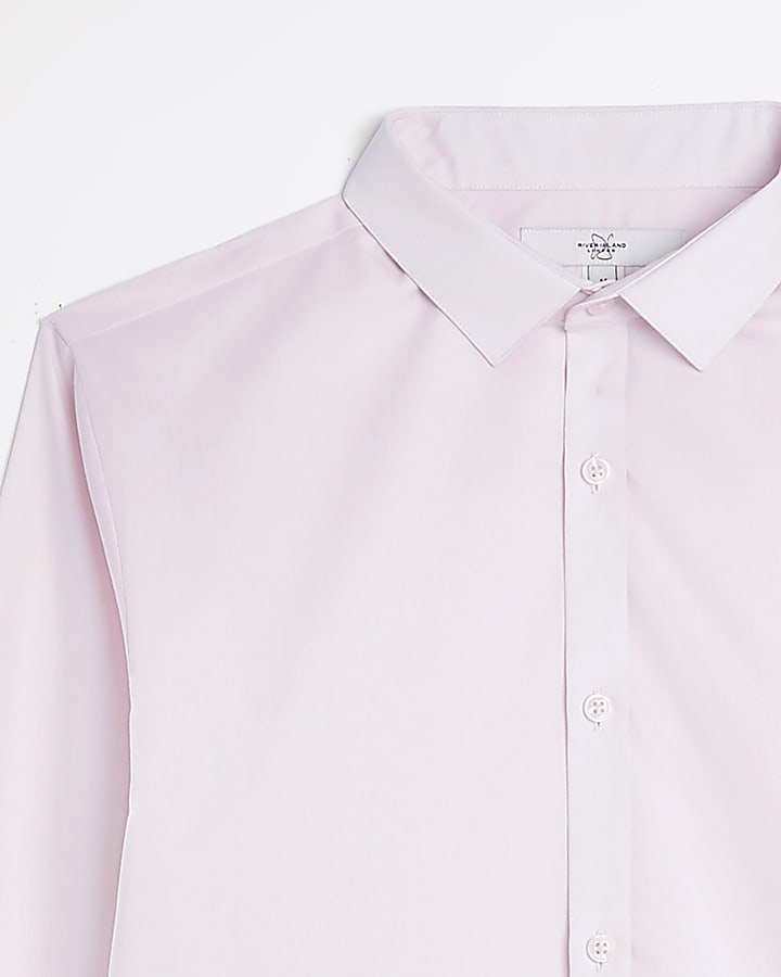 Pink slim fit long sleeve shirt
