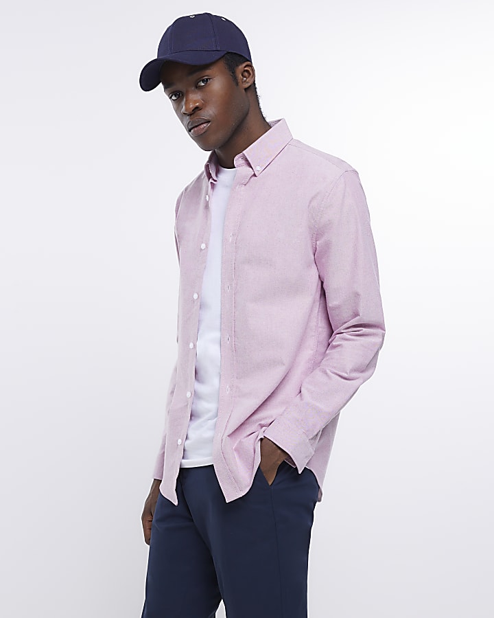 Pink slim fit oxford shirt