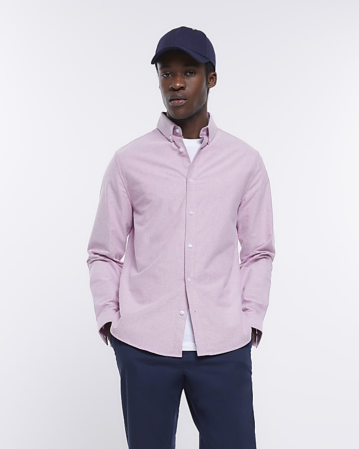 Pink slim fit oxford shirt