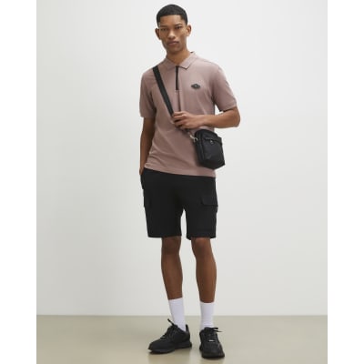 Pink Slim Fit Pique Badge Polo Shirt
