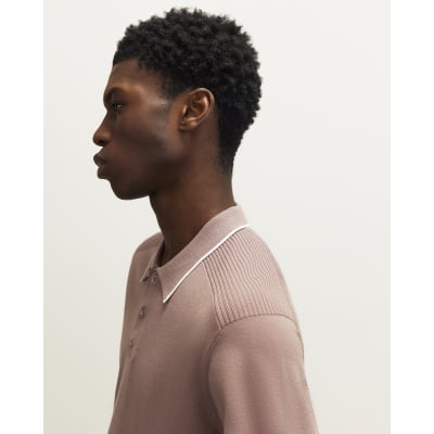 Pink Slim Fit Short Sleeve Knit Polo Shirt