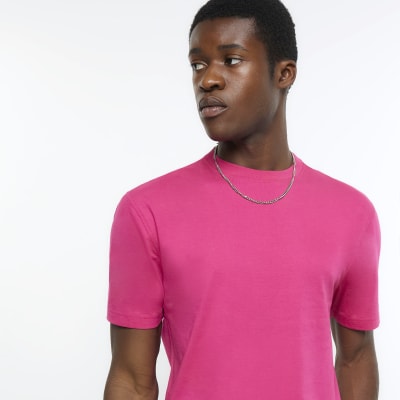 pink slim fit t shirt