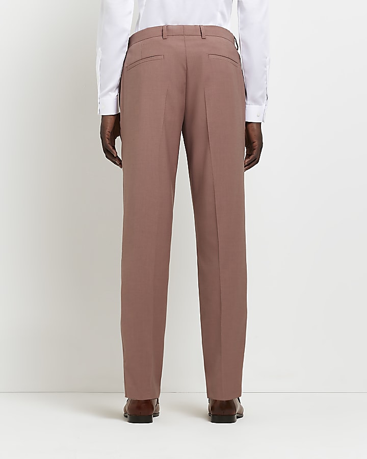 Pink slim fit textured Suit Trousers