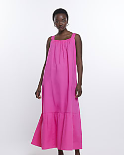 Pink slip maxi dress