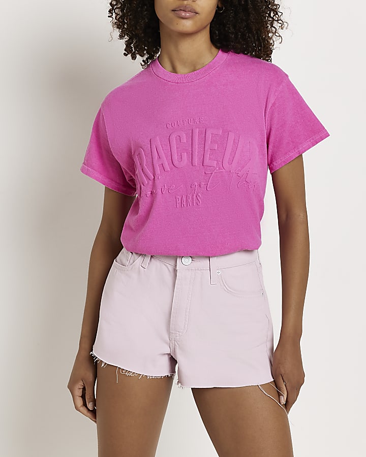 Pink slogan t-shirt