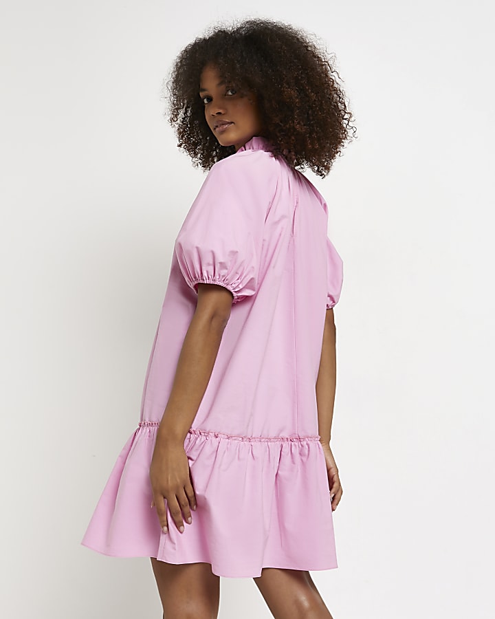Pink smock mini dress