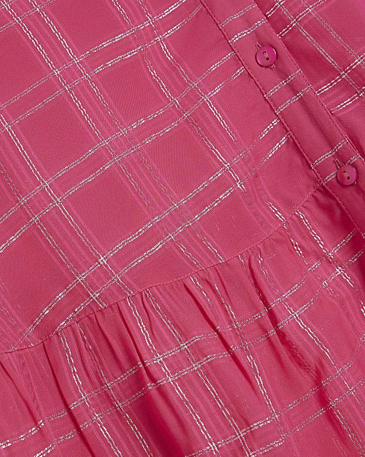 Pink smock shirt mini dress