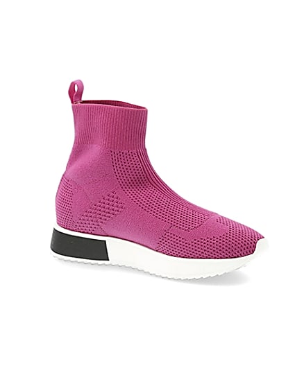 360 degree animation of product Pink sock runner trainers frame-17