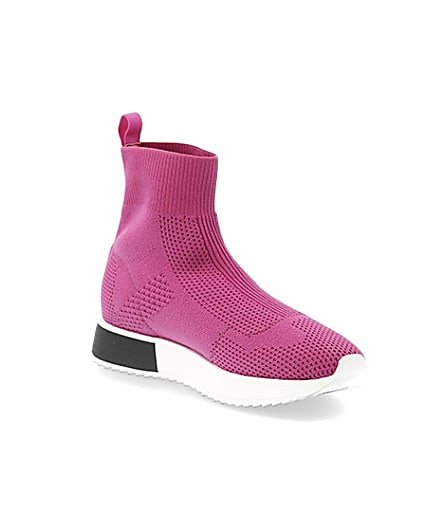 360 degree animation of product Pink sock runner trainers frame-18