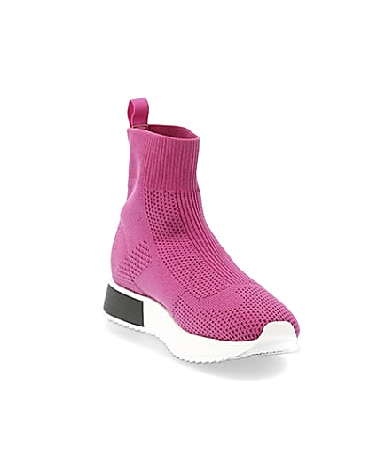 360 degree animation of product Pink sock runner trainers frame-19