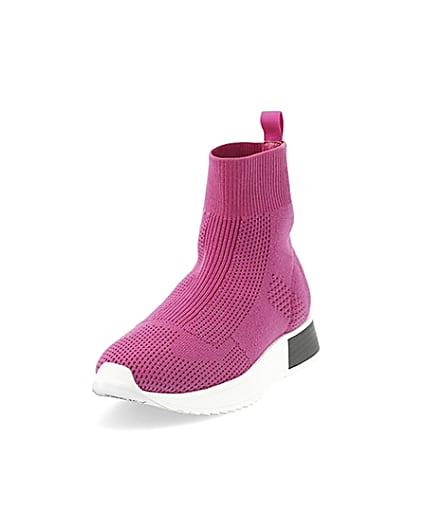 360 degree animation of product Pink sock runner trainers frame-23