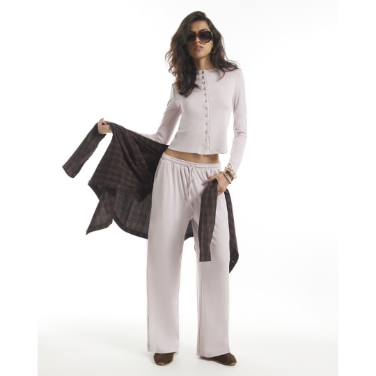 River Island Pink Soft Touch Wide Leg Trousers