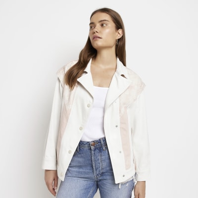 river island white leather jacket