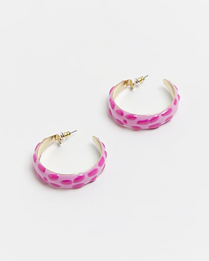 Pink spot hoop earrings