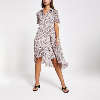 river island midi dress with ruffle detail in pink floral