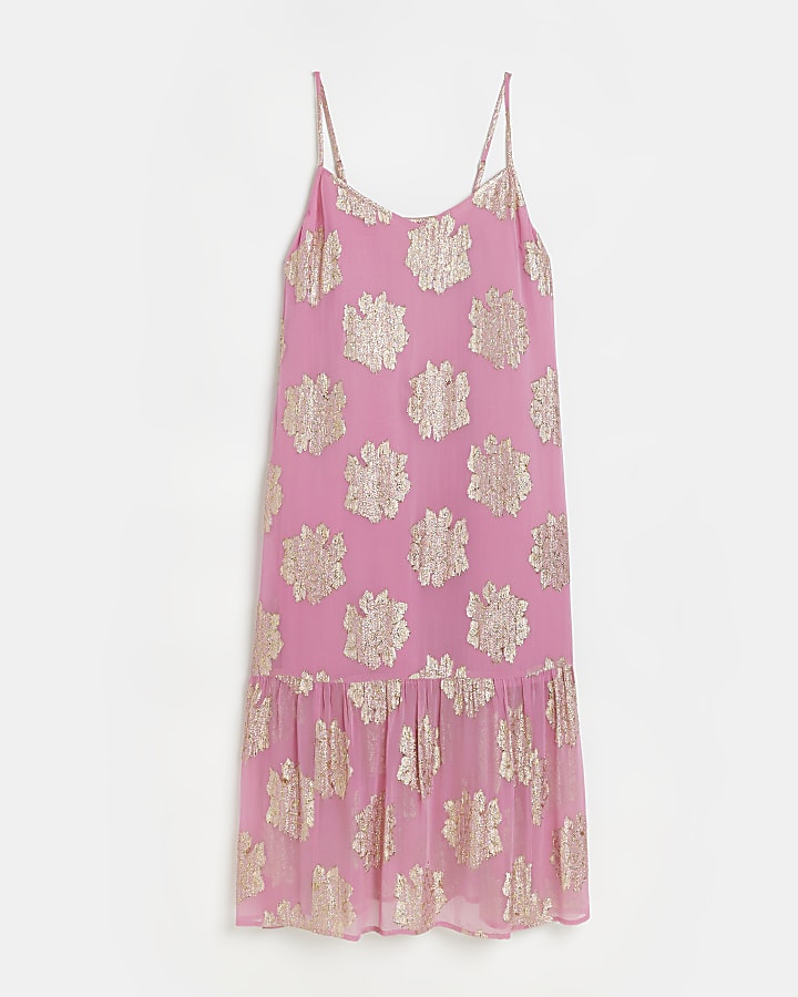 Pink Spot slip Maxi Dress