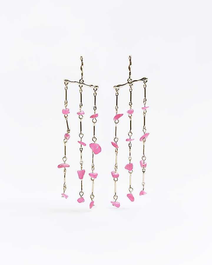 Pink stone drop earrings