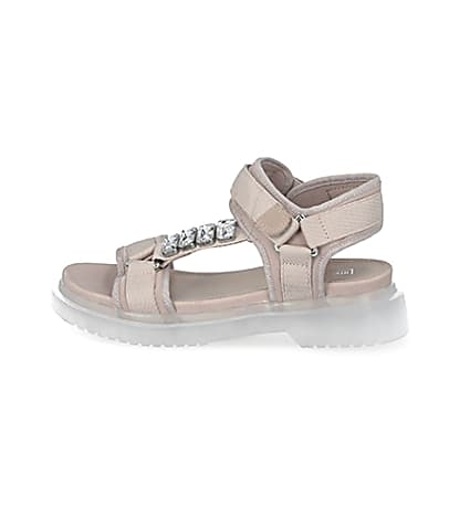 360 degree animation of product Pink strappy gum sole sandals frame-2