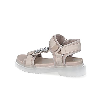 360 degree animation of product Pink strappy gum sole sandals frame-3