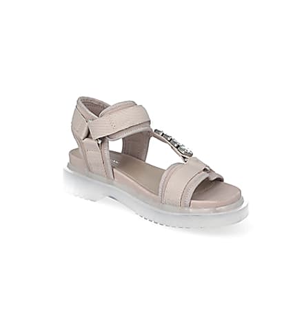 360 degree animation of product Pink strappy gum sole sandals frame-16