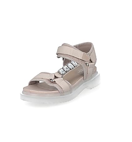 360 degree animation of product Pink strappy gum sole sandals frame-22