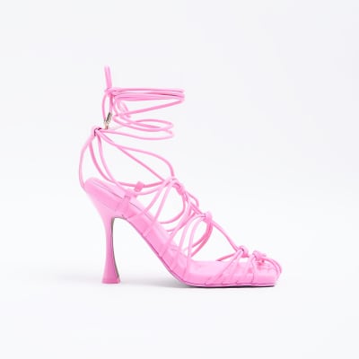 river island pink heeled sandals