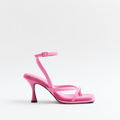 Pink strappy heeled sandals | River Island