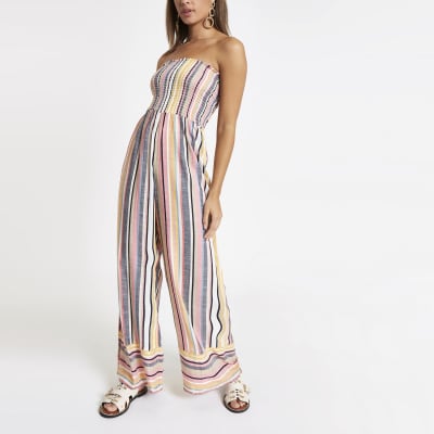 striped bandeau jumpsuit