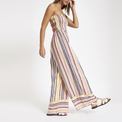 shirred bandeau jumpsuit