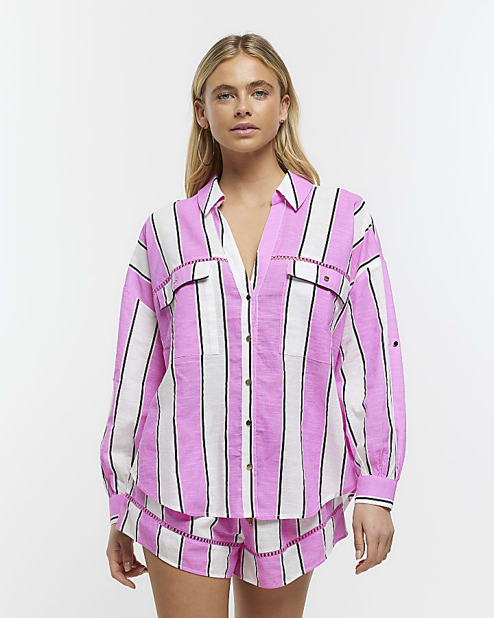 Pink Stripe Beach Shirt