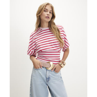 Stripe Cotton Kimono T Shirt