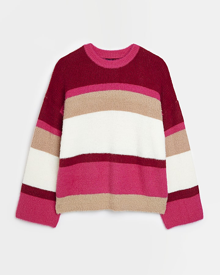 Pink stripe fluffy jumper