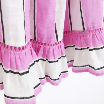 Pink Stripe Halter Neck Mini Dress