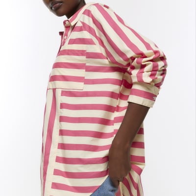 Pink stripe oversized shirt