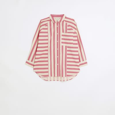 Pink stripe oversized shirt