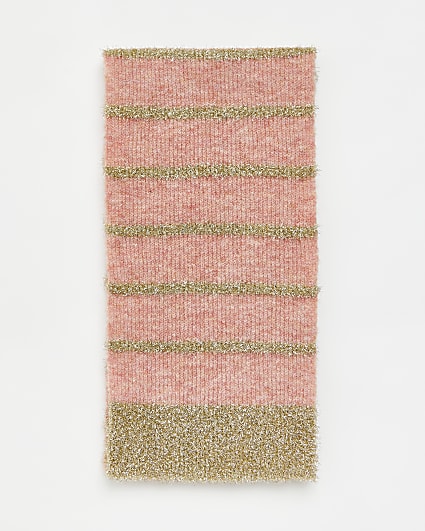 Pink striped tinsel trim scarf