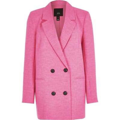 Pink structured longline blazer river island