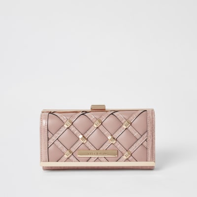 river island rose gold purse