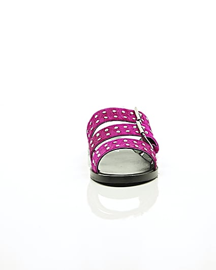 360 degree animation of product Pink studded strap sandals frame-4