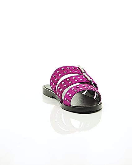 360 degree animation of product Pink studded strap sandals frame-5