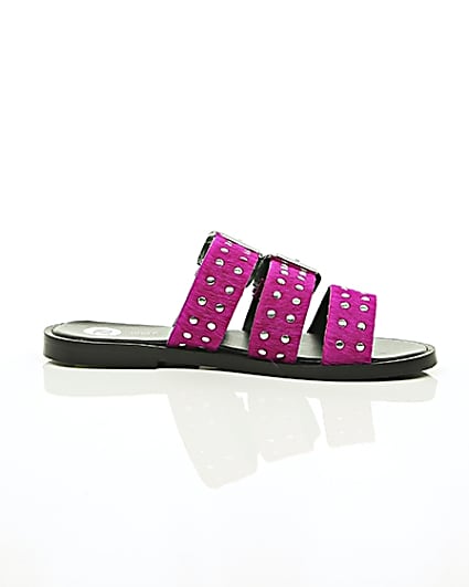 360 degree animation of product Pink studded strap sandals frame-9