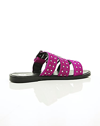 360 degree animation of product Pink studded strap sandals frame-11