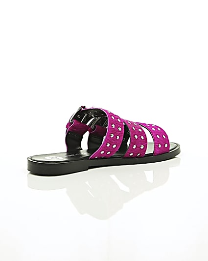 360 degree animation of product Pink studded strap sandals frame-12