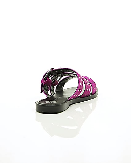 360 degree animation of product Pink studded strap sandals frame-14