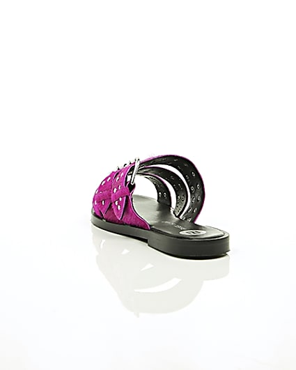 360 degree animation of product Pink studded strap sandals frame-17