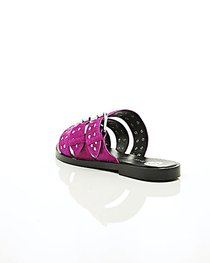360 degree animation of product Pink studded strap sandals frame-18